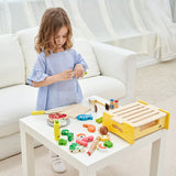 Houten speelhuis keuken barbecue set speelgoed koken magnetische mini voedsel opslag barbecue puzzel verlichting speelgoed cadeau
