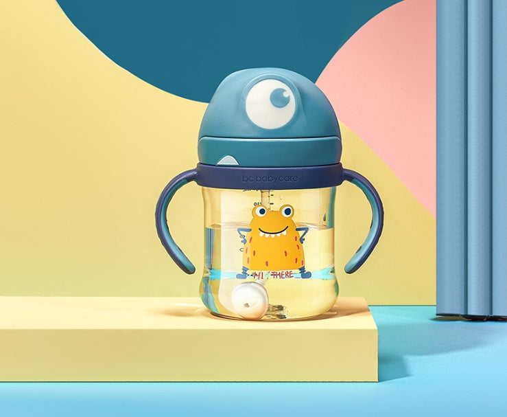 Babycare 240ml Baby Sippy Cup Leuke Vorm Anti-Verstikking Rietje Baby Waterfles 