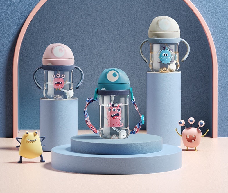 Babycare 240ml Baby Sippy Cup Leuke Vorm Anti-Verstikking Rietje Baby Waterfles 