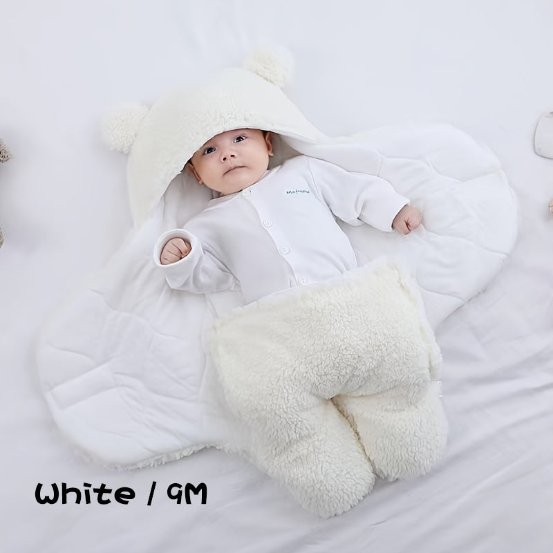 Winterslaapzak voor baby's met berenmotief, geschikt voor baby's van 0-10 maanden, zacht slaapmatje met afneembaar kussen