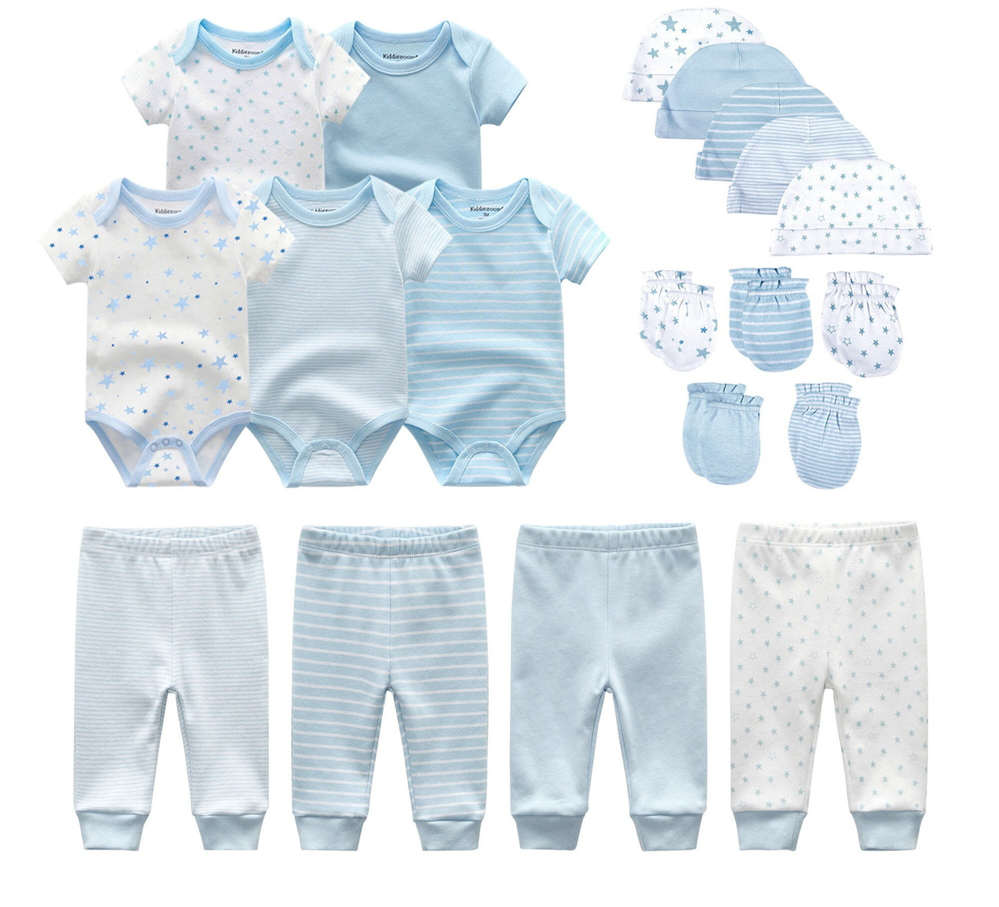 Katoenen XINGX 19-delige set Baby romper Broek Muts Handschoenen Combinatiepak