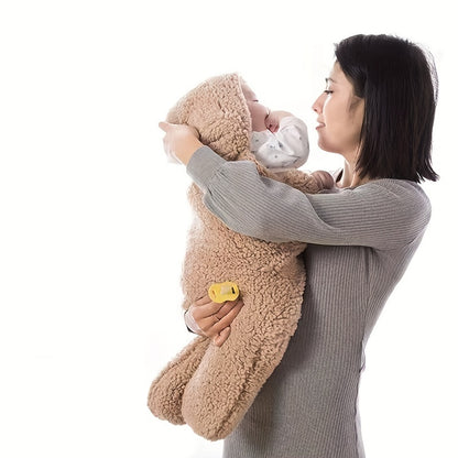 Winterslaapzak voor baby's met berenmotief, geschikt voor baby's van 0-10 maanden, zacht slaapmatje met afneembaar kussen
