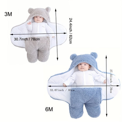 Winterslaapzak voor baby's met berenmotief, geschikt voor baby's van 0-10 maanden, zacht slaapmatje met afneembaar kussen