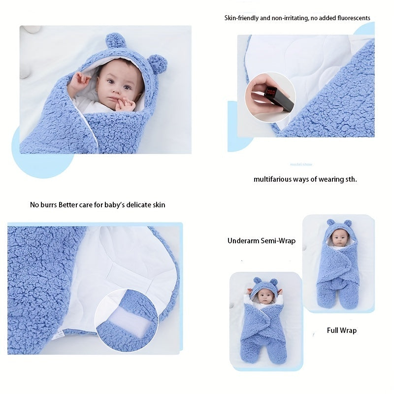 Winterslaapzak voor baby's met berenmotief, geschikt voor baby's van 0-10 maanden, zacht slaapmatje met afneembaar kussen