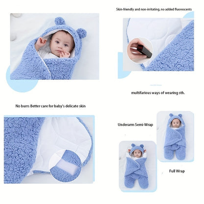Winterslaapzak voor baby's met berenmotief, geschikt voor baby's van 0-10 maanden, zacht slaapmatje met afneembaar kussen