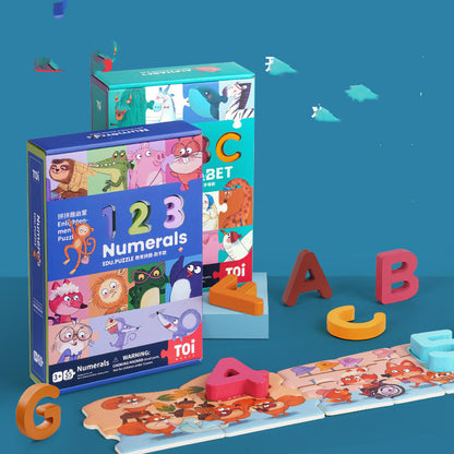 Houten cijfers en letters puzzel, educatief speelgoed voor baby's en kinderen