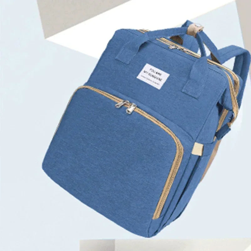 Foldable Diaper Bag Baby Bed Bags Crib Travel  Backpack with Changing Station Insulated Pocket Large Capacity