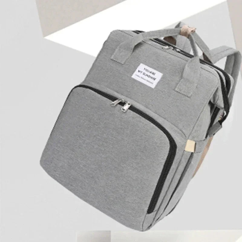Foldable Diaper Bag Baby Bed Bags Crib Travel  Backpack with Changing Station Insulated Pocket Large Capacity