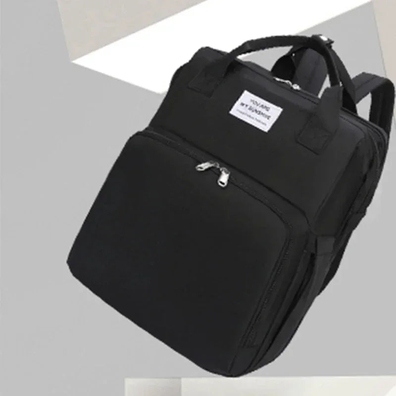 Foldable Diaper Bag Baby Bed Bags Crib Travel  Backpack with Changing Station Insulated Pocket Large Capacity