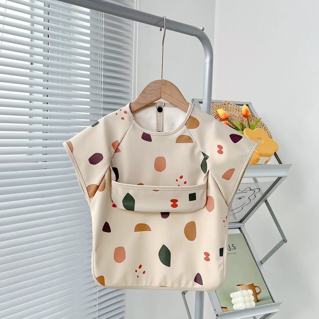 Cute Baby Bibs Toddler Baberos Bavoir Waterproof Short Sleeve Apron Cartoon Animals Children Feeding Smock Bib Baby Stuff 0-6Y