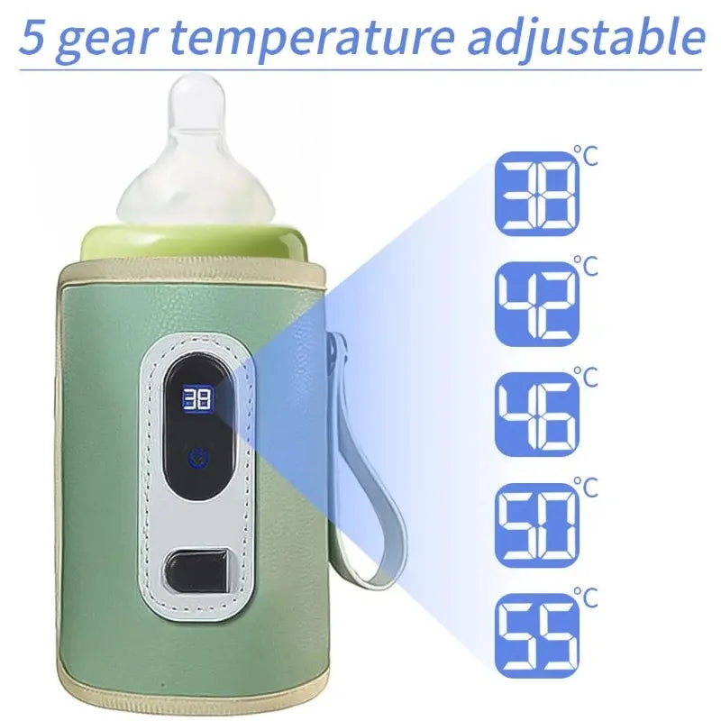 USB Milk Water Bottle Warmer  for Breastmilk and Formula with Led Display, 5 Temperature Adjustable Baby Milk Warm Keeper