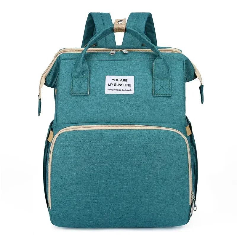 Foldable Diaper Bag Baby Bed Bags Crib Travel  Backpack with Changing Station Insulated Pocket Large Capacity
