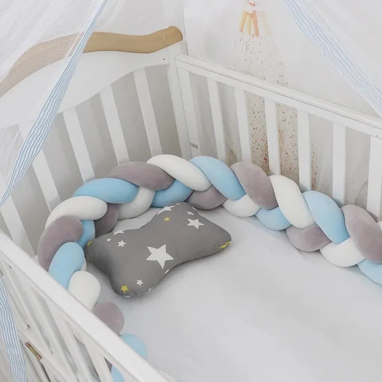 Baby Crib Protector Bed Braid Knot Cushion for Infant Kids 3 Shares Toddler Baby Bed Bumpers In The Crib Newborn 1M/2M/3M/4M