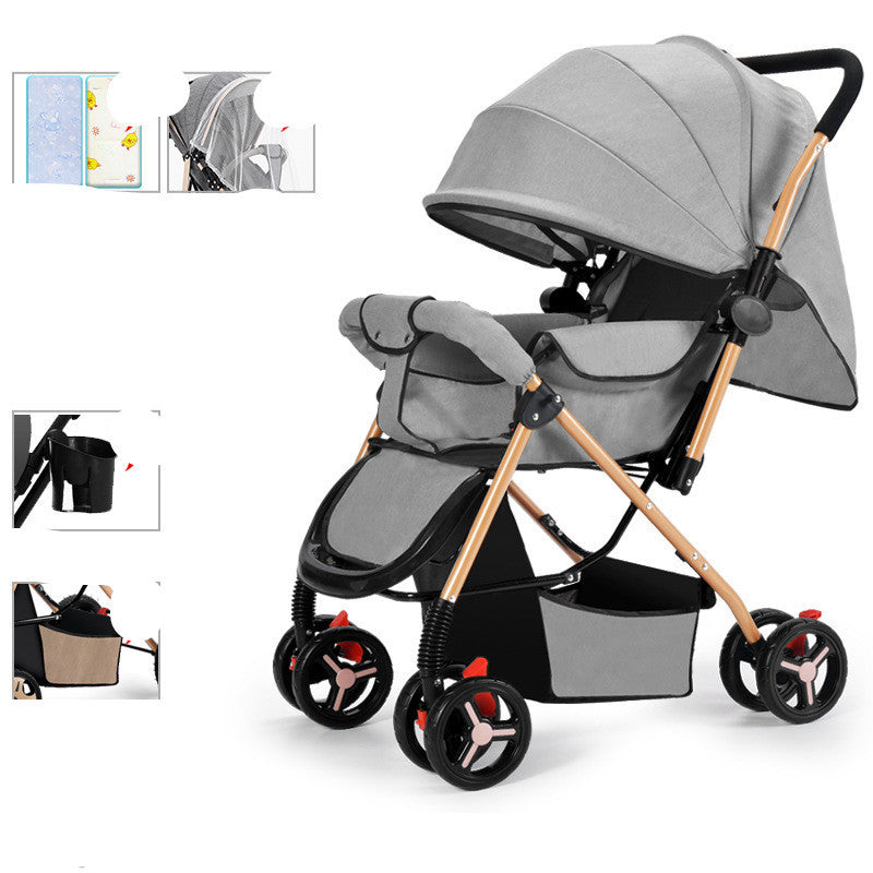 Kinderwagens kunnen zitten of liggen en kunnen licht worden opgevouwen om schokken te absorberen