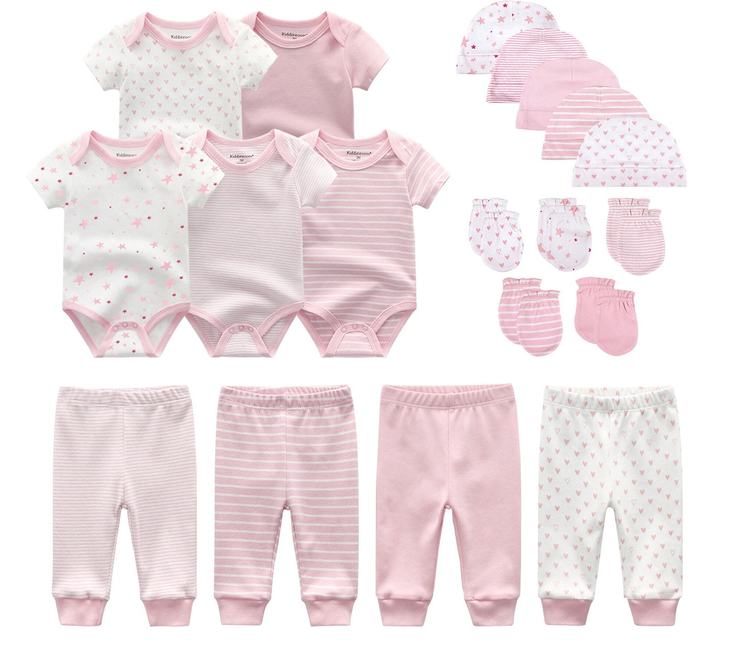 Katoenen XINGX 19-delige set Baby romper Broek Muts Handschoenen Combinatiepak