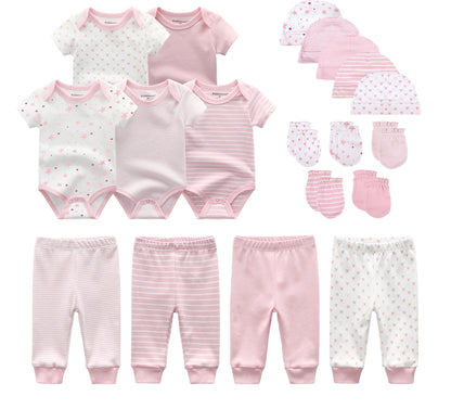 Katoenen XINGX 19-delige set Baby romper Broek Muts Handschoenen Combinatiepak