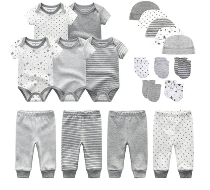 Katoenen XINGX 19-delige set Baby romper Broek Muts Handschoenen Combinatiepak