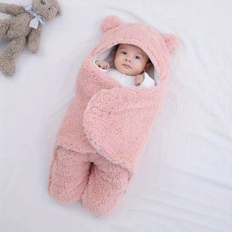 Winterslaapzak voor baby's met berenmotief, geschikt voor baby's van 0-10 maanden, zacht slaapmatje met afneembaar kussen