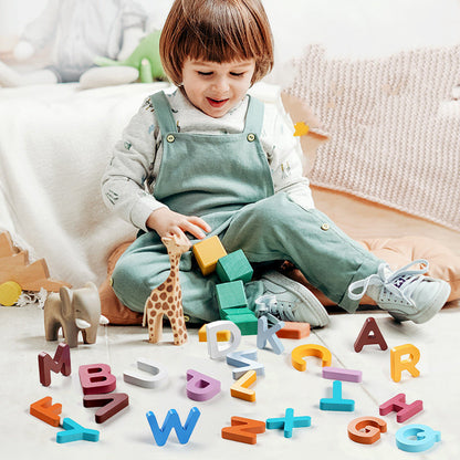 Houten cijfers en letters puzzel, educatief speelgoed voor baby's en kinderen