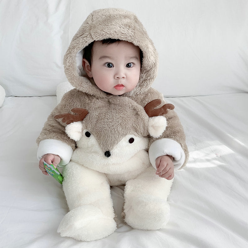 Babyrompertjes, buitenkleding, plus dikke fluwelen gewatteerde knuffels, katoenen kledingvoetjes